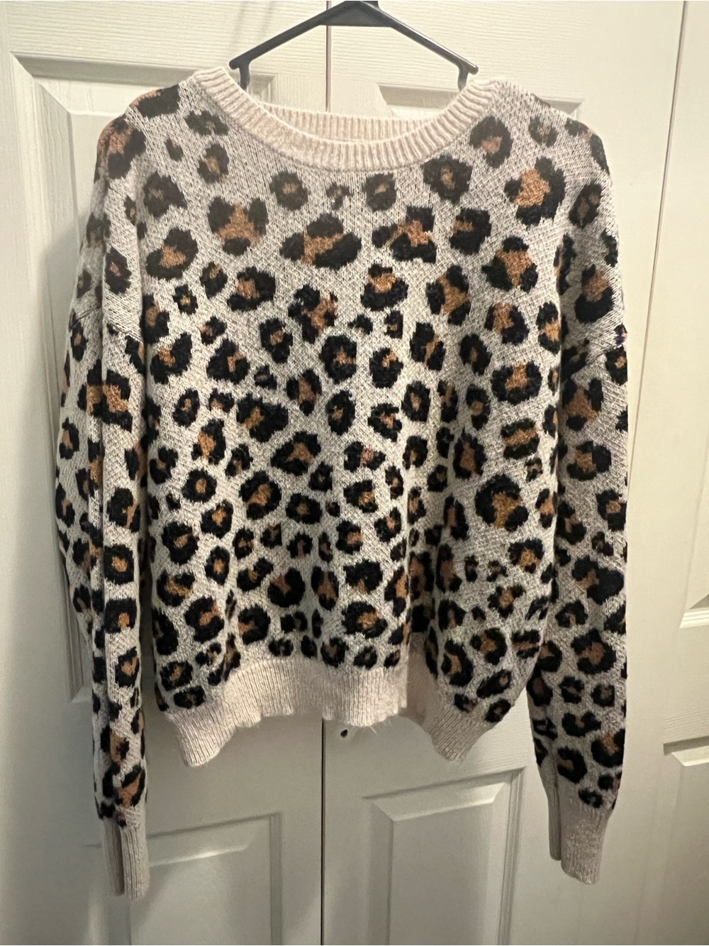 Knox Rose Leopard Print Crewneck Sweater - Cream, Tan, Black